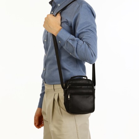 Male bag on lightning, long belt, black color-6