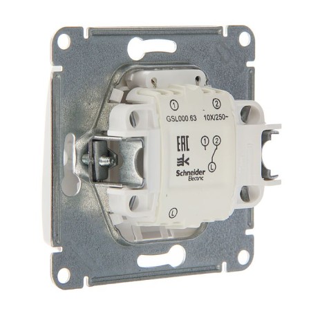 Glossa switch Sche GSL000163, 10 A, 1 key, hidden, backlight, white color-1