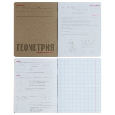 A notebook “New Classic”, 48 sheets in the “Geometry” cage, cardboard cover, VD-clock-1