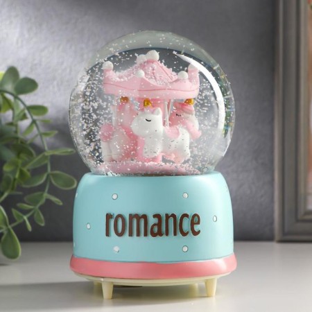 Souvenir Polystone Water Ball Music "Carousel with Unicorns" is spinning a mix 15x10x10 cm-2