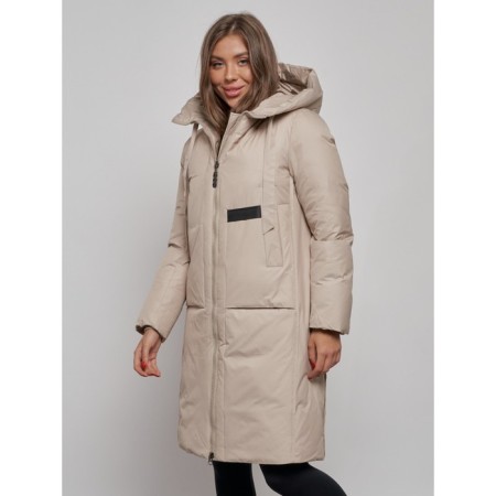 Coat insulated winter female, size 48, beige color-8