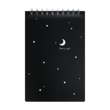 A5 sketchbook, 30 black sheets on the crest, "planets", solid substrate, density 110 gr., Mix-1