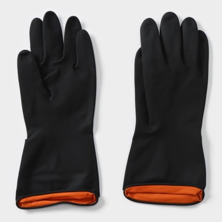 Rubber domestic gloves, shares, size L, super dense, 100 g, black color-3