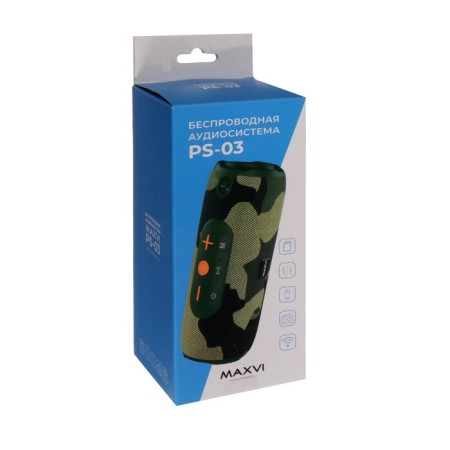 Portable column Maxvi PS-03, 5 W, 1500 mAh, FM, Microsd, USB, AUX, black-6
