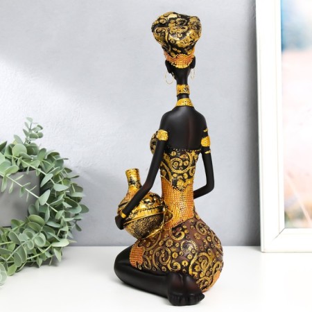 Souvenir Polystone "African with a jug in an elegant dress" MIX 15.5x10x32.5 cm-3