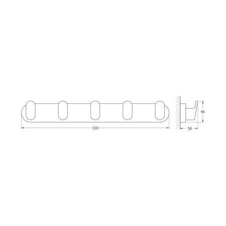Planck with 5 hooks 32 cm black artwelle-1