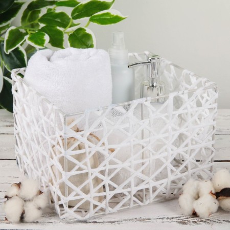 Basket wicker share "Web", 21 × 18 × 14 cm, white color