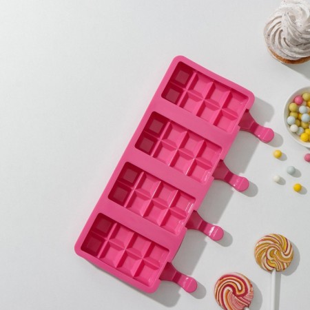 Form for ice cream "Waffle Horn", silicone, 25.6 × 14.5 cm, 4 cells (9.2 × 4.8 cm), MIX color-1