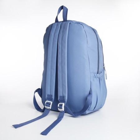 School backpack from textiles 2 departments with lightning, 3 pockets, blue color-3
