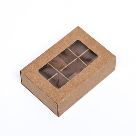 Box for sweets 6 pieces, 8.7 x 5.8 x 2.5 thin separators, craft-1