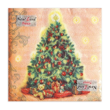 New Year's napkins Paper New Line Fresco "Christmas tree", 33x33 cm, 2 layers-1