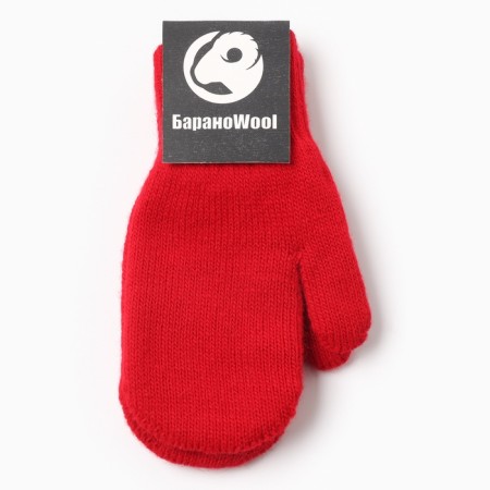 Double children's mittens, red color, rr 14-3