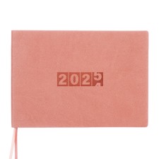The weekly dated 2025, 181x127 mm, 64 sheets of Escalada, soft leather cover, pancake embossing, cream block 70 g/m², pink block