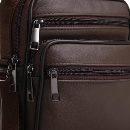 Male bag on lightning, long belt, brown color-2