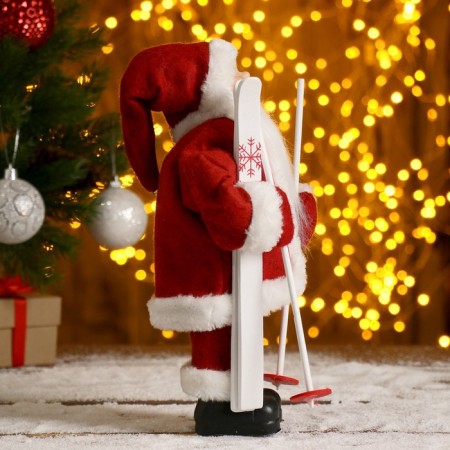 Santa Claus "in a red fur coat, skiing" 29 cm-3