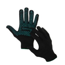 Garden gloves, x/b, knitting grade 10, 6 threads, size 9, with PVC dots, black, Greengo