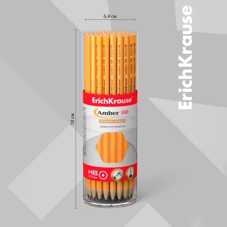 Pencil Chernographic Erichkrause Amber 100, HB, Grifel D = 2.2 mm, wood, hexagonal, in a tube-5