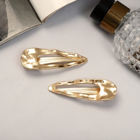 Liberty hair clip (set 2 pcs) wave oval, 6.5 cm, gold
