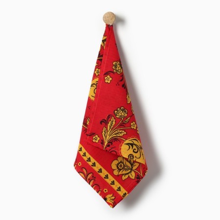 Towel 35x60cm Khokhloma, Red, Waffle, 120 g/m, HL100%