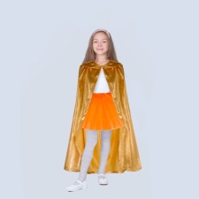 Carnival cloak, satin, color gold with curl length 100cm