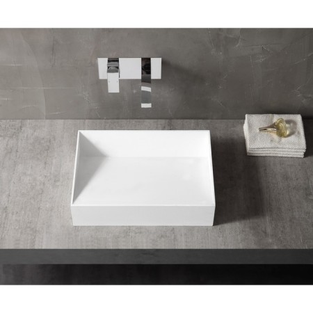 ABBER STEIN AS2623 sink, invoice, 600x350x120 mm, artificial stone, white-2