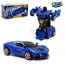 Inertial “sports car” robot, transforms in a collision, mixing color