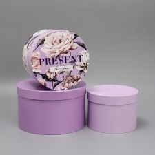 Set of hats 3 in 1, gift packaging, Lavender, 18 x 18 x 13–25 x 25 x 15 cm