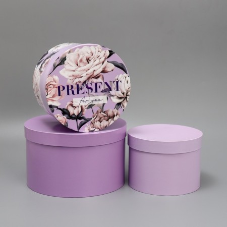 Set of hats 3 in 1, gift packaging, Lavender, 18 x 18 x 13–25 x 25 x 15 cm