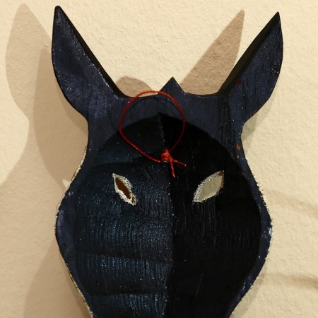 Mask "Zebra" Albezia 19x9x4 cm-3