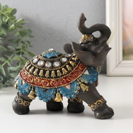 Polystone souvenir "Elephant in Red-blue Popone" MIX 16x8x15 cm-4