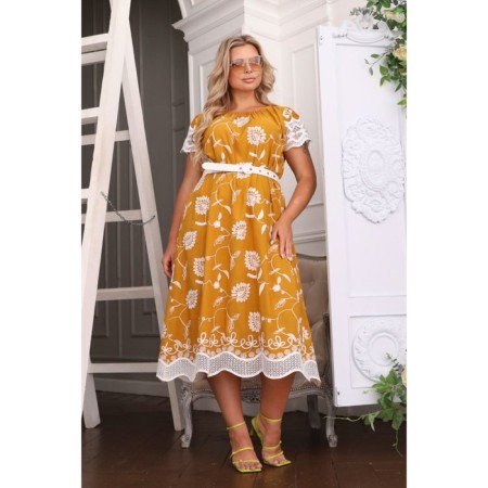 Women's dress, size 52, mustard color-2