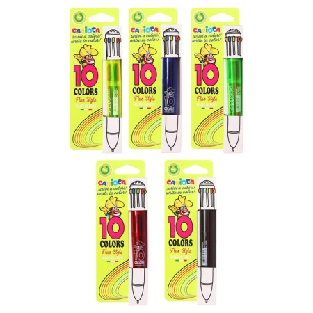 Automatic ball pen, 10 colors, "Carioca" "FLUO", Node 1.0 mm, fluorescent palette, mix-7