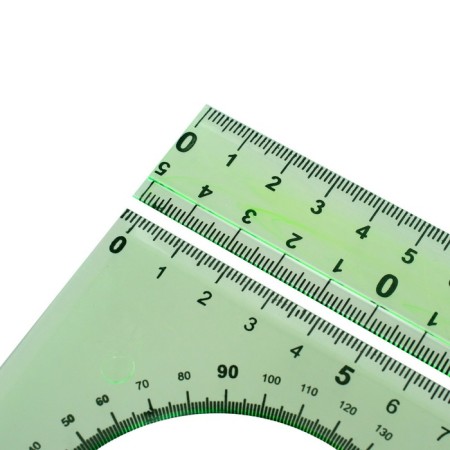 Set of drawing medium calligrata (ruler 20 cm, 2 triangles, transporter), transparent, mix, package-2