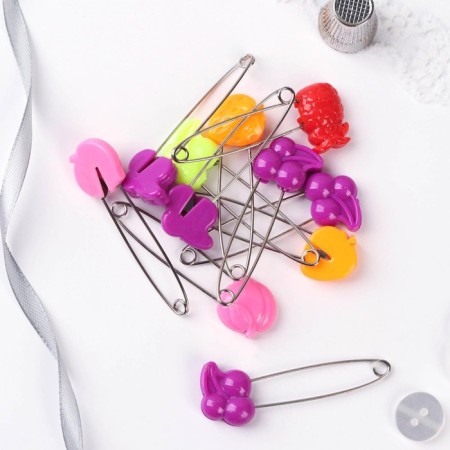 Bulavka English "fruits", safe, 50 mm, 10 pcs, color mix-3