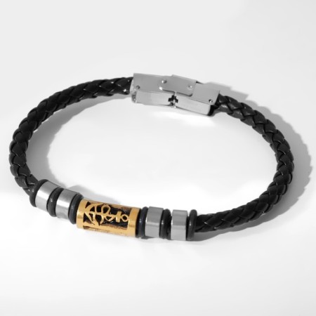 Bracelet Unisex "Enturage" pattern, black color with silver-gold, 21 cm-2