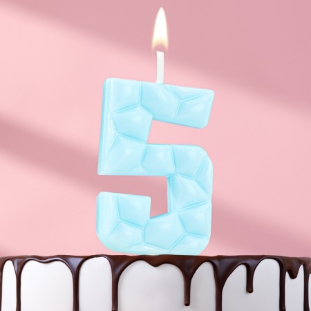 Candle for the cake "ice", number "5, blue