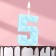 Candle for the cake "ice", number "5, blue