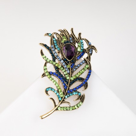 Brooch "Feather" of a magic bird, colored in black gold-1