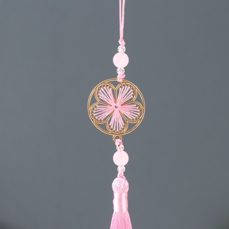 Textile suspension, metal "Flower in the frame" Pink 1x3x19.5 cm-1