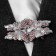 Cardigan clamp "Butterflies", pink color in silver