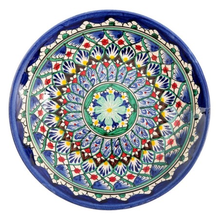 Plate of the Rishtan ceramics "Flowers", 22 cm, blue-11