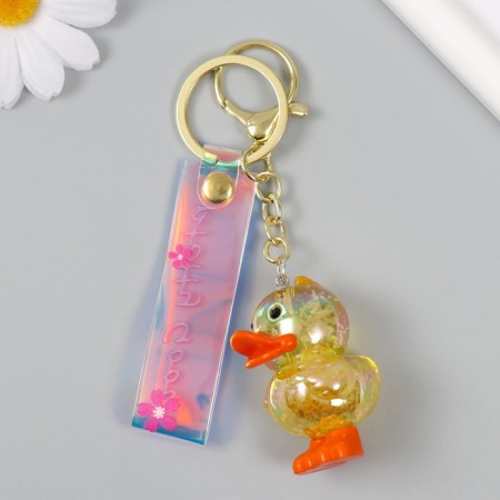 A keychain plastic with a carbine, a strap "Diplon with sparkles" 3.3x3.7x5 cm-3