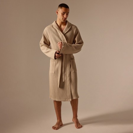 Wafel dressing gown men SL Home: Basic "Sabbia", size S, 100% cotton, 300 g/m2