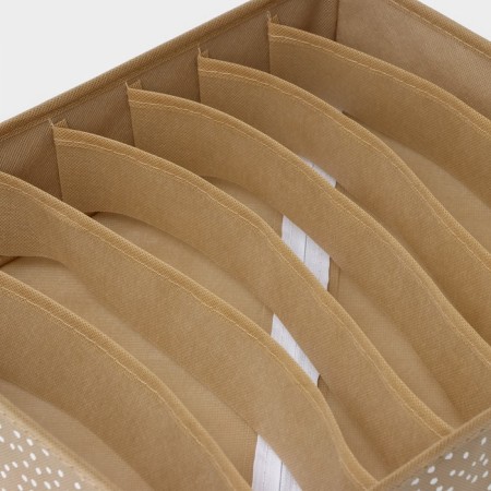 Organizer for storing linen “Points”, 7 cells, 34 × 30 × 8 cm, beige color-3