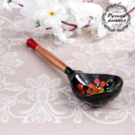 Spoon "Chernushka", semi -Babaska, 19 × 6 cm, Khokhloma, mix-3