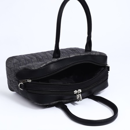 Sakvyazh Bag "Golden Rain" with lightning, external pocket, long belt, dark gray color-6