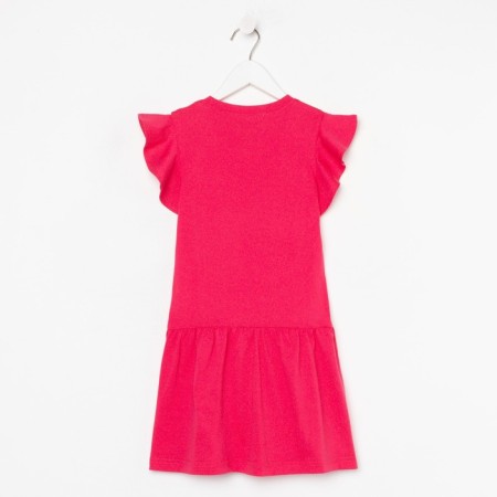 Dress for girls, color is light beige/raspberry, height 116 cm-2
