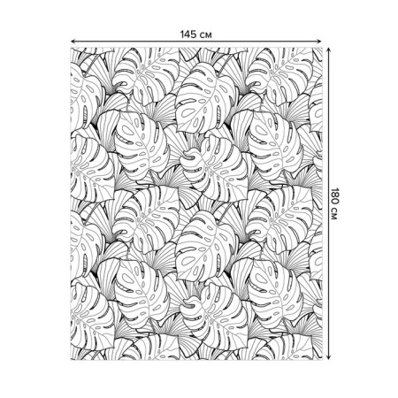 Black and white tropics tablecloth, rectangular, oxford, size 145x180 cm-1