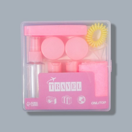 Storage set, in case, 9 objects, transparent/pink color-12
