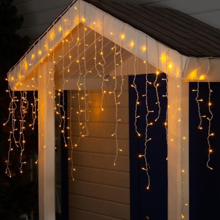 Garland "fringe" 3 × 0.9 m, IP44, UMS, white thread, 232 LED, yellow glow, 220 V